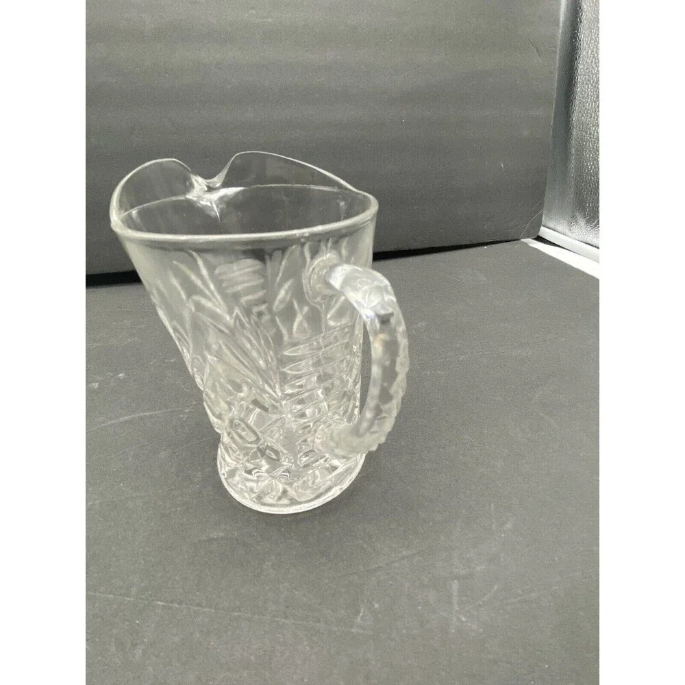 Vintage 60s Anchor Hocking Pineapple Creamer‎ Small Pitcher Prescut Clear Glass